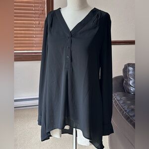 White House Black Market V-Neck Black Blouse
